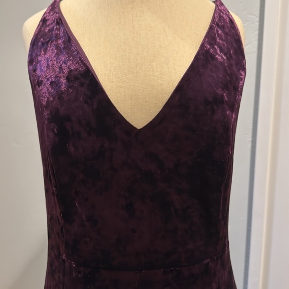 Calvin Klein Crushed Velvet Maxi Evening Gown Womens 14 Purple Festive Party - Picture 4 of 11